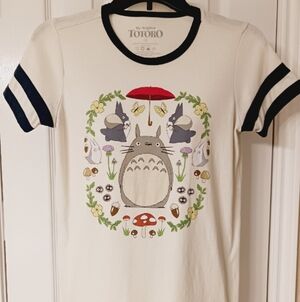 Totoro Kids Graphic T-Shirt - Cream and Black Size Small. NWOT